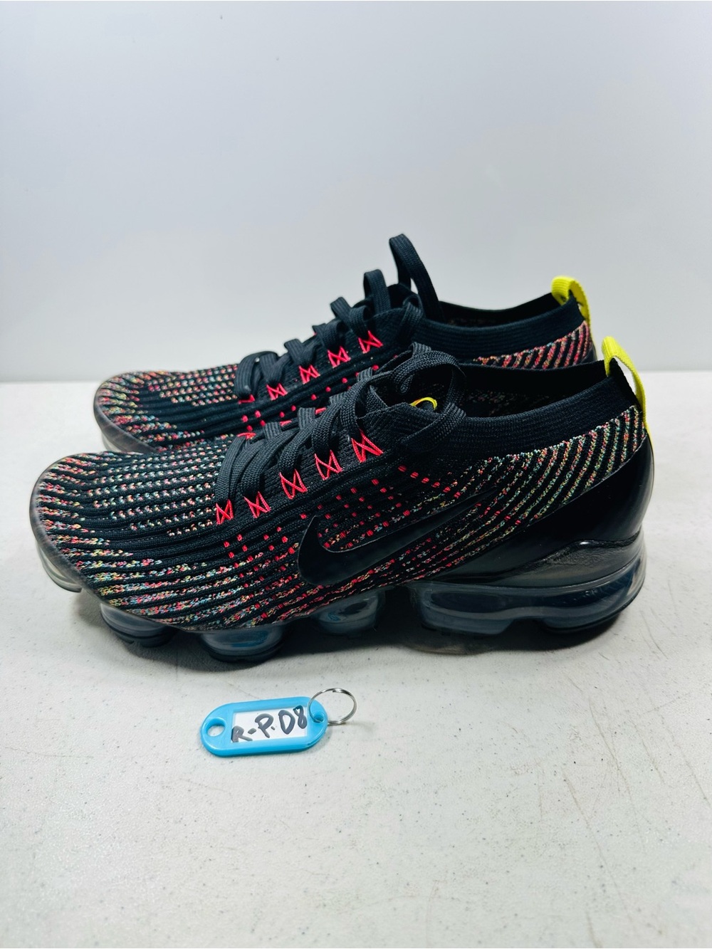 Nike Air Vapormax Flyknit 3 Black Blue Rainbow AJ6910-009 Womens 10